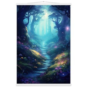 Path Through the Magic Forest Art Print with Hanger - 60x90 cm / 24x36″, White wall hanger