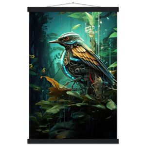 Robotic Bird - Nature - Art Print with Hanger - 40x60 cm / 16x24″, Black wall hanger