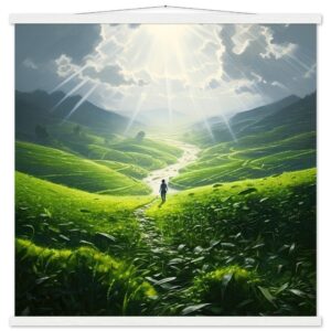 Daybreak - Fields of Green - Art Print with Hanger - 70x70 cm / 28x28″, White wall hanger