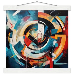 Abstract Colorful Painted Blue Art Print with Hanger - 30x30 cm / 12x12″, White wall hanger