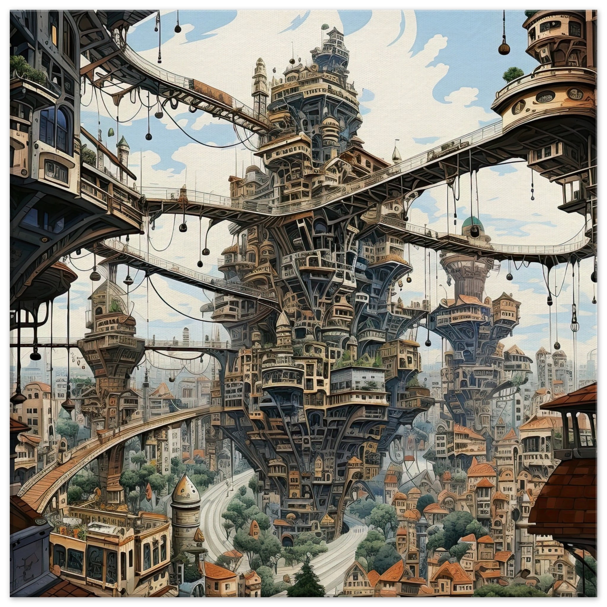 Surreal City Canvas Print – 60×60 cm / 24×24″, Slim