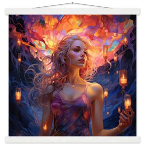 Lovely Lanterns and Colors Art Print with Hanger - 45x45 cm / 18x18″, White wall hanger