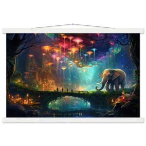 Elephant Cave of Wonder Art Print with Hanger - 40x60 cm / 16x24″, White wall hanger