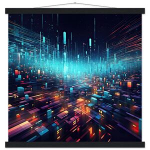High Speed Data Art Print with Hanger - 50x50 cm / 20x20″, Black wall hanger