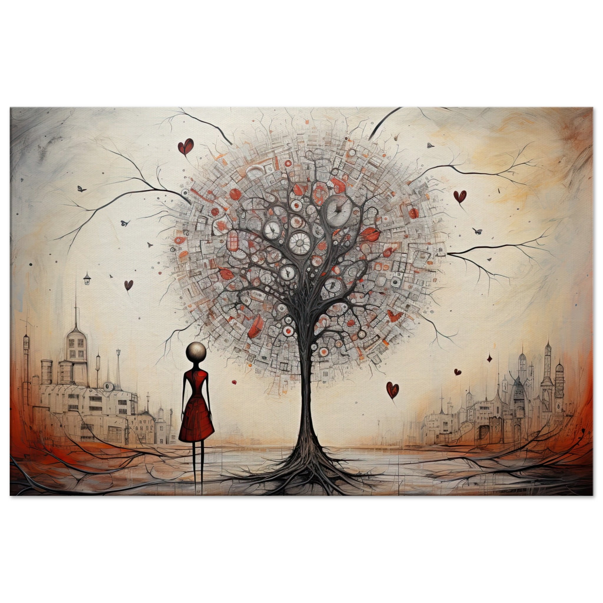 Heart Tree of Desire – Abstract Art Canvas Print – 60×90 cm / 24×36″, Slim