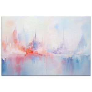 Pastel Abstract City Skyline Canvas Print - 30x45 cm / 12x18″, Slim
