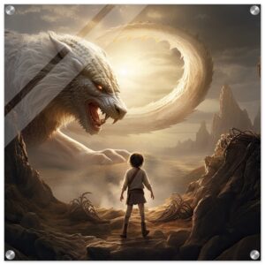 The Boy and the Chimera Acrylic Print - 60x60 cm / 24x24″