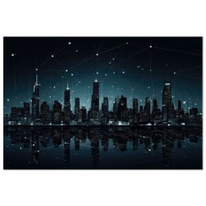 City Skyline Night Constellations Canvas Print - 40x60 cm / 16x24″, Thick