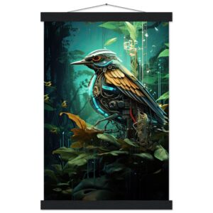 Robotic Bird - Nature - Art Print with Hanger - 30x45 cm / 12x18″, Black wall hanger