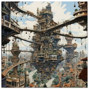 Surreal City Canvas Print - 50x50 cm / 20x20″, Slim