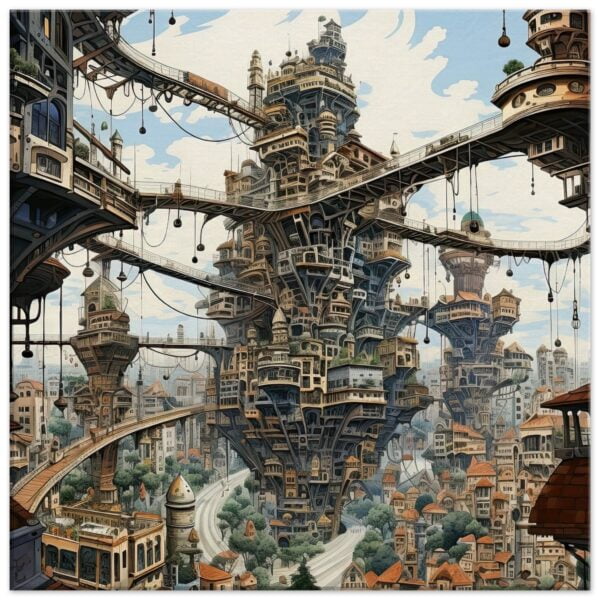 Surreal City Canvas Print - 50x50 cm / 20x20″, Slim