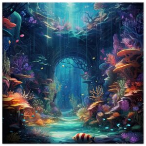 Underwater Paradise Ocean Canvas Print - 40x40 cm / 16x16″, Slim