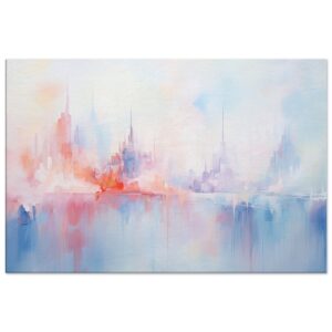 Pastel Abstract City Skyline Canvas Print - 60x90 cm / 24x36″, Slim
