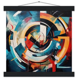 Abstract Colorful Painted Blue Art Print with Hanger - 30x30 cm / 12x12″, Black wall hanger