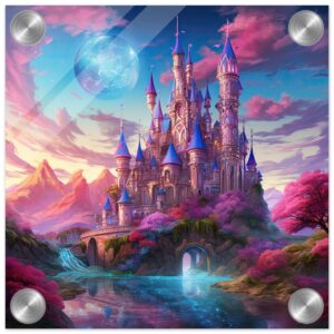 Colorful Fairy Tale Castle Acrylic Print - 20x20 cm / 8x8″