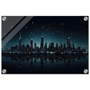 City Skyline Night Constellations Acrylic Print - 30x45 cm / 12x18″