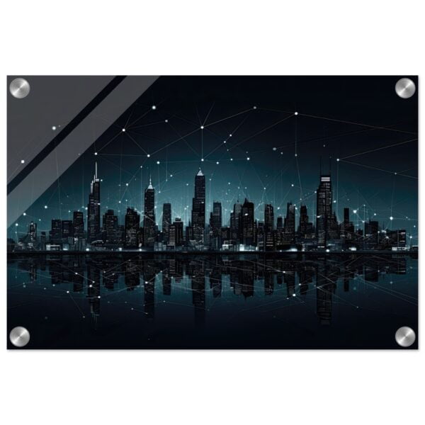 City Skyline Night Constellations Acrylic Print - 30x45 cm / 12x18″