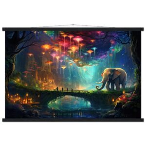 Elephant Cave of Wonder Art Print with Hanger - 60x90 cm / 24x36″, Black wall hanger