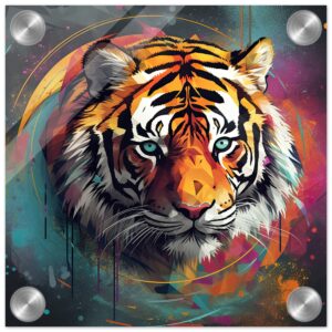 Tiger Colorful Abstract Acrylic Print - 20x20 cm / 8x8″