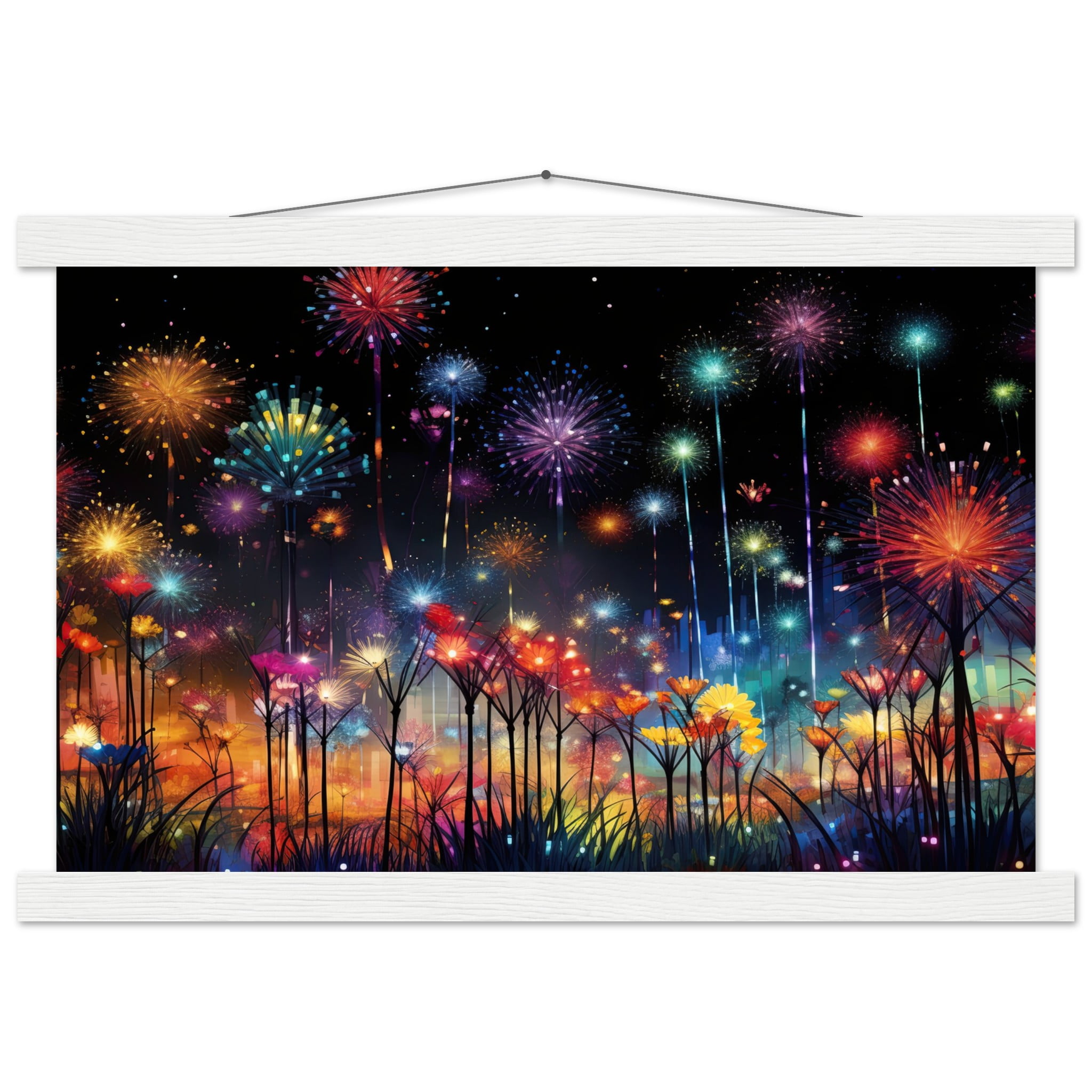 Fireworks and Flowers of Light and Color – Art Print with Hanger – 30×45 cm / 12×18″, White wall hanger