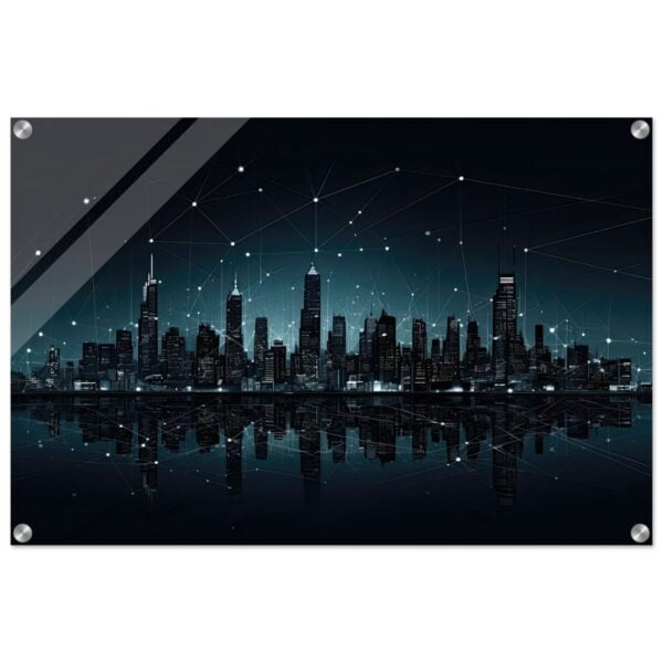City Skyline Night Constellations Acrylic Print - 50x75 cm / 20x30″