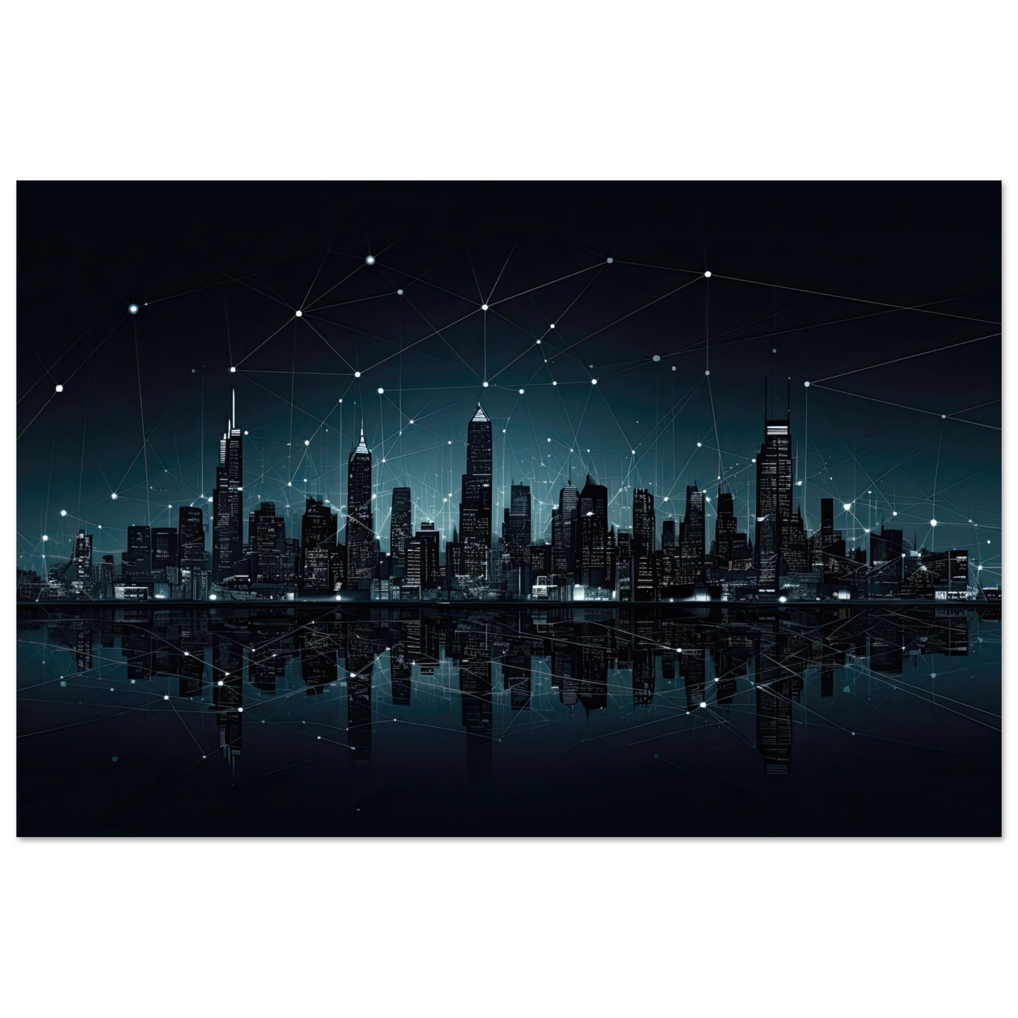 City Skyline Night Constellations Metal Print – 60×90 cm / 24×36″