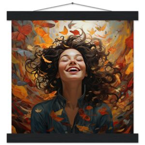 Pure Happiness Art Print with Hanger - 30x30 cm / 12x12″, Black wall hanger