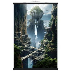 Sci-Fi Concept Art Print with Hanger - 60x90 cm / 24x36″, Black wall hanger