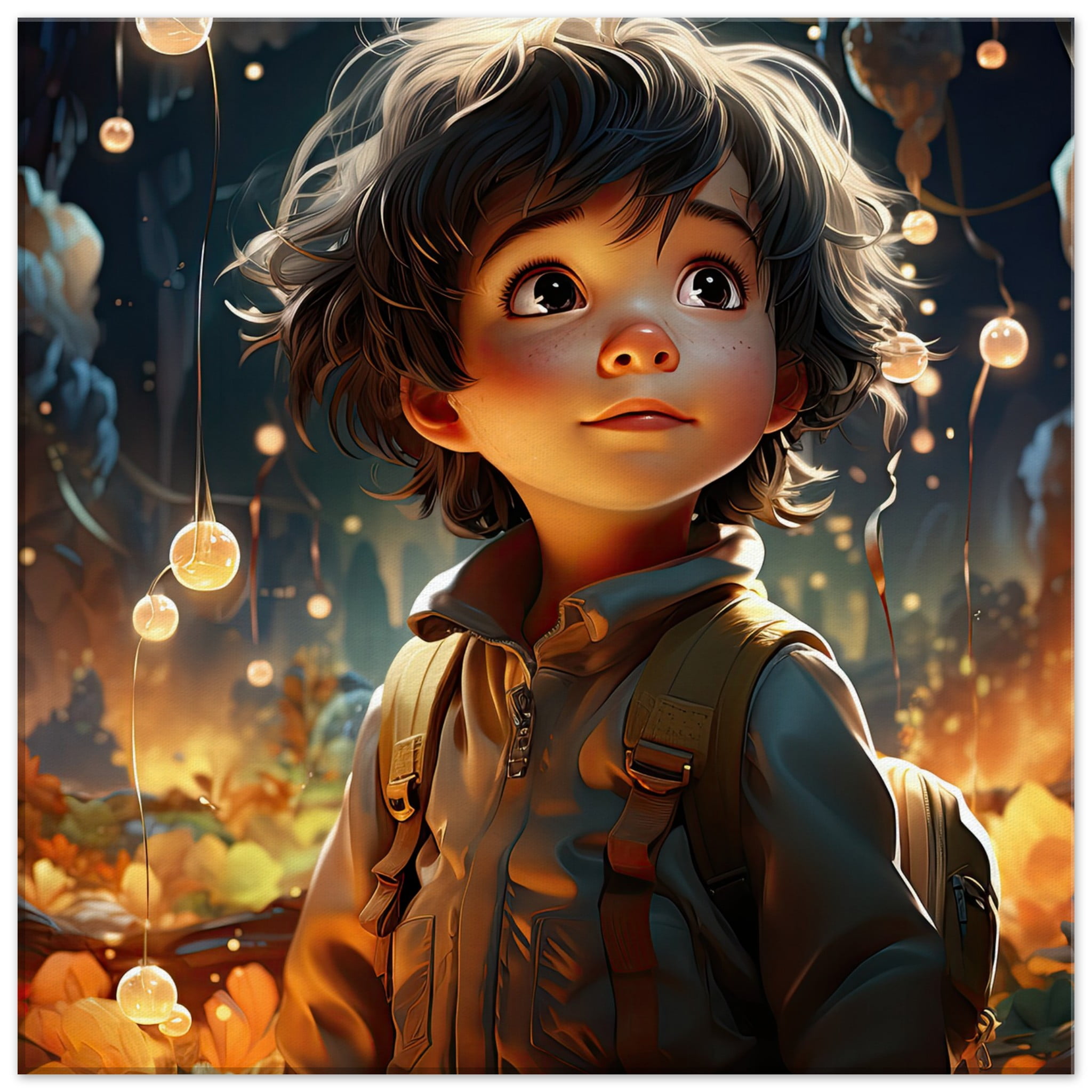 Enchanted World – Boy Adventurer – Canvas Print – 50×50 cm / 20×20″, Slim