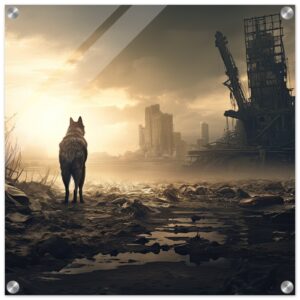 Lone Wolf Post-Apocalyptic Acrylic Print - 50x50 cm / 20x20″