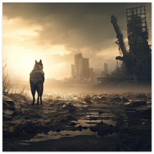 Lone Wolf Post-Apocalyptic Art Poster - 30x30 cm / 12x12″