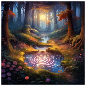 Mesmerizing Forest Whirlpool Art Poster - 35x35 cm / 14x14″