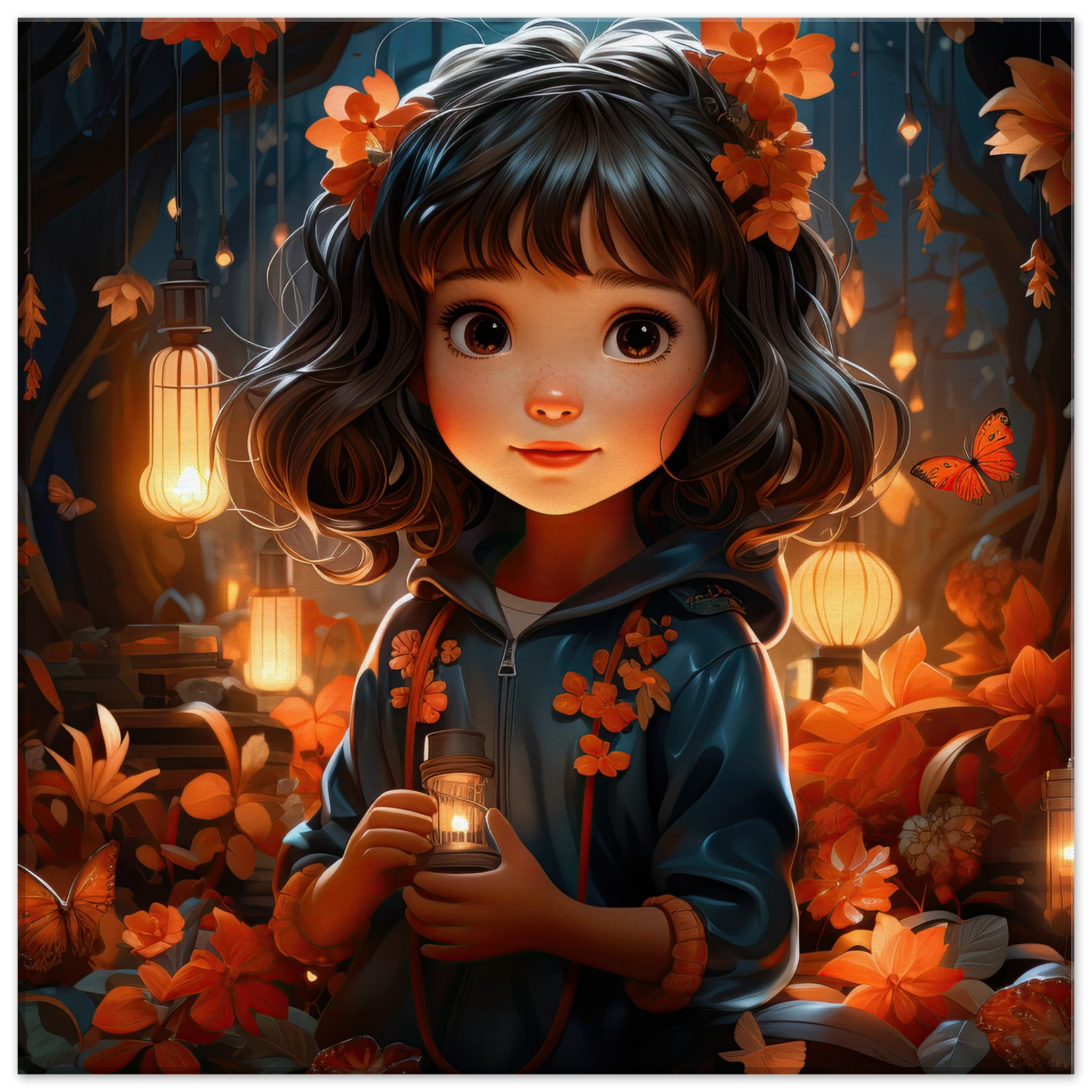 Enchanted World – Girl – Canvas Print – 50×50 cm / 20×20″, Slim