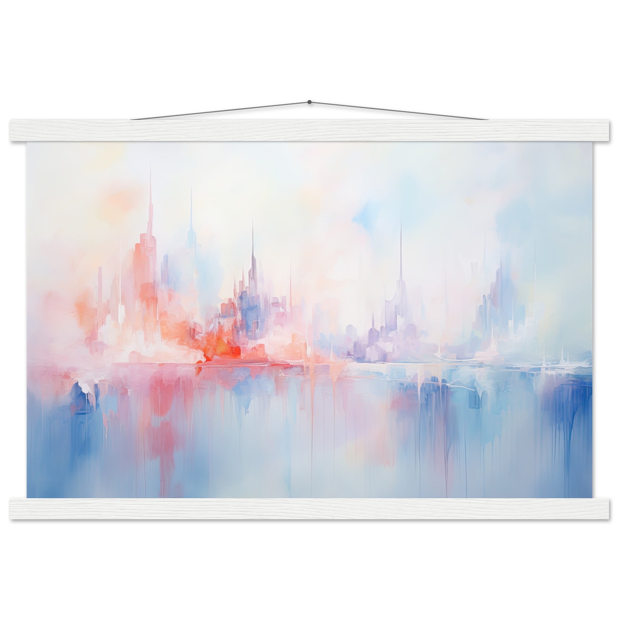 Pastel Abstract City Skyline Art Print with Hanger