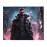 Cool Cyberpunk Dude Throw Blanket - 50×60