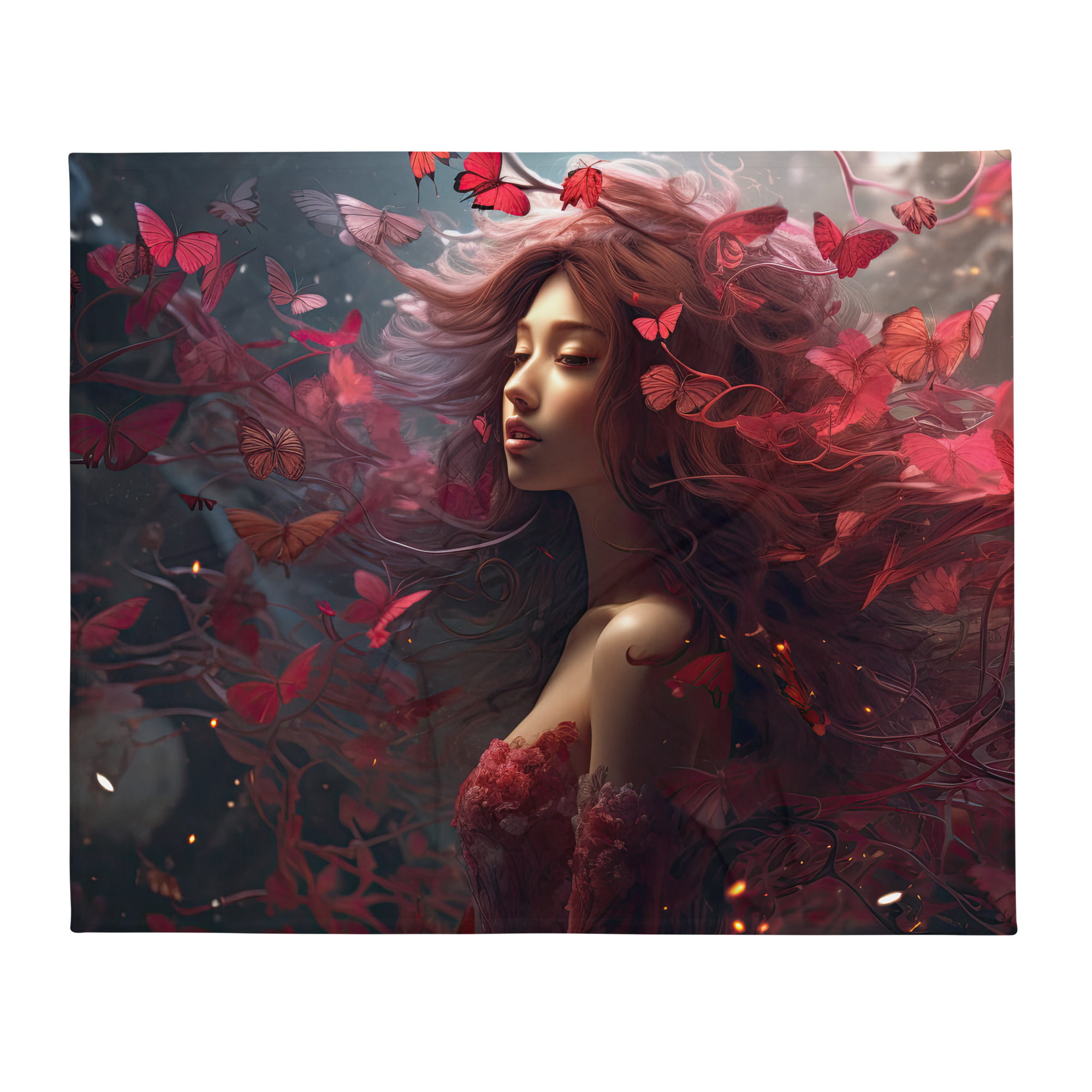 Crimson Reverie Throw Blanket – 50×60