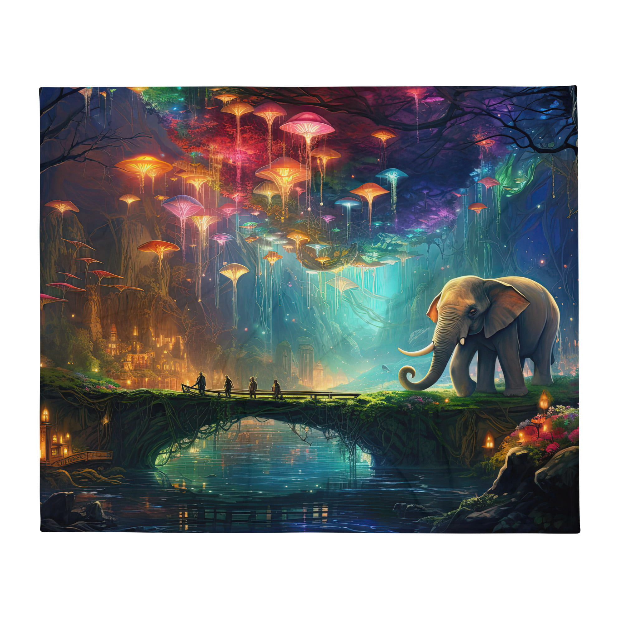 Elephant Cave of Wonder Colorful Throw Blanket – 50×60