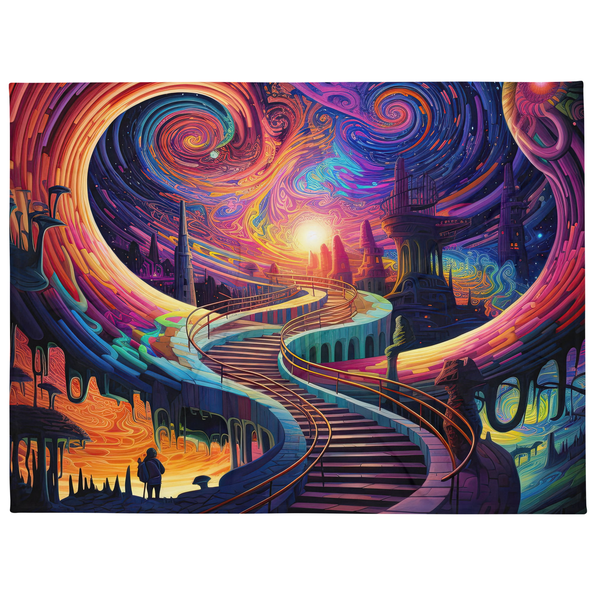 Trippy Colorful Adventure Throw Blanket – 60×80