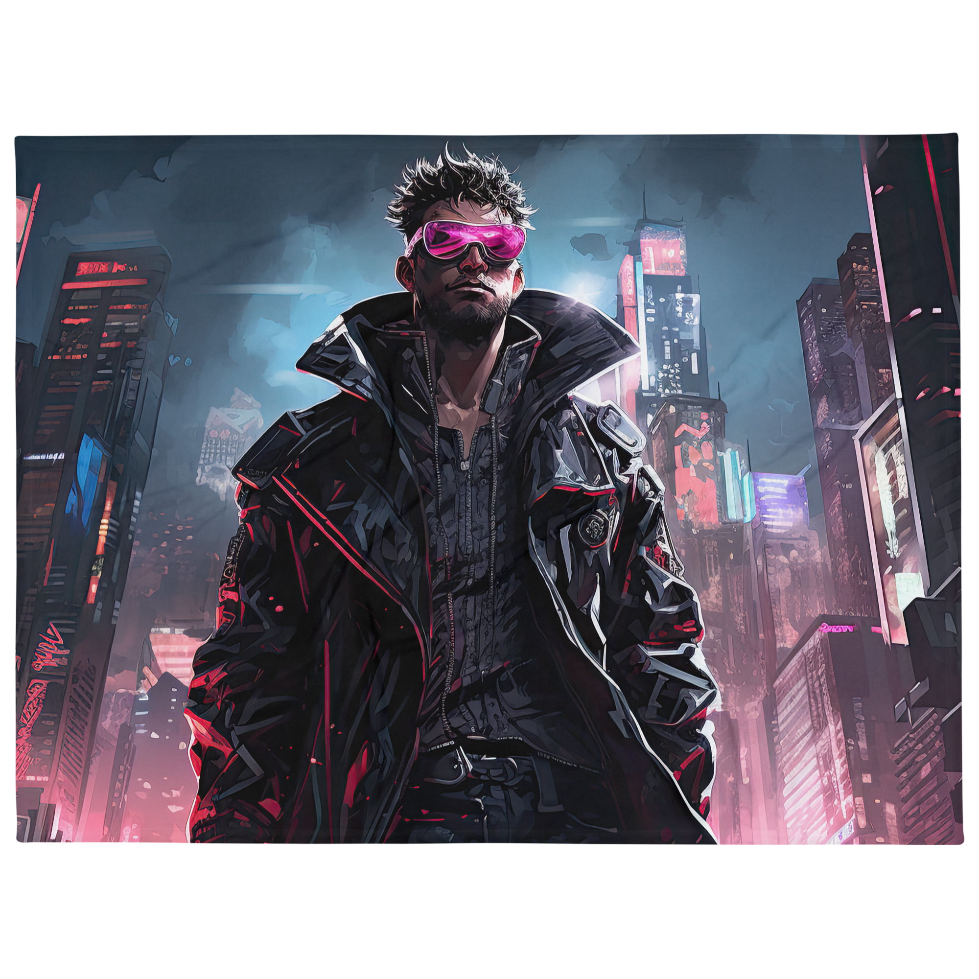 Cool Cyberpunk Dude Throw Blanket - 60×80