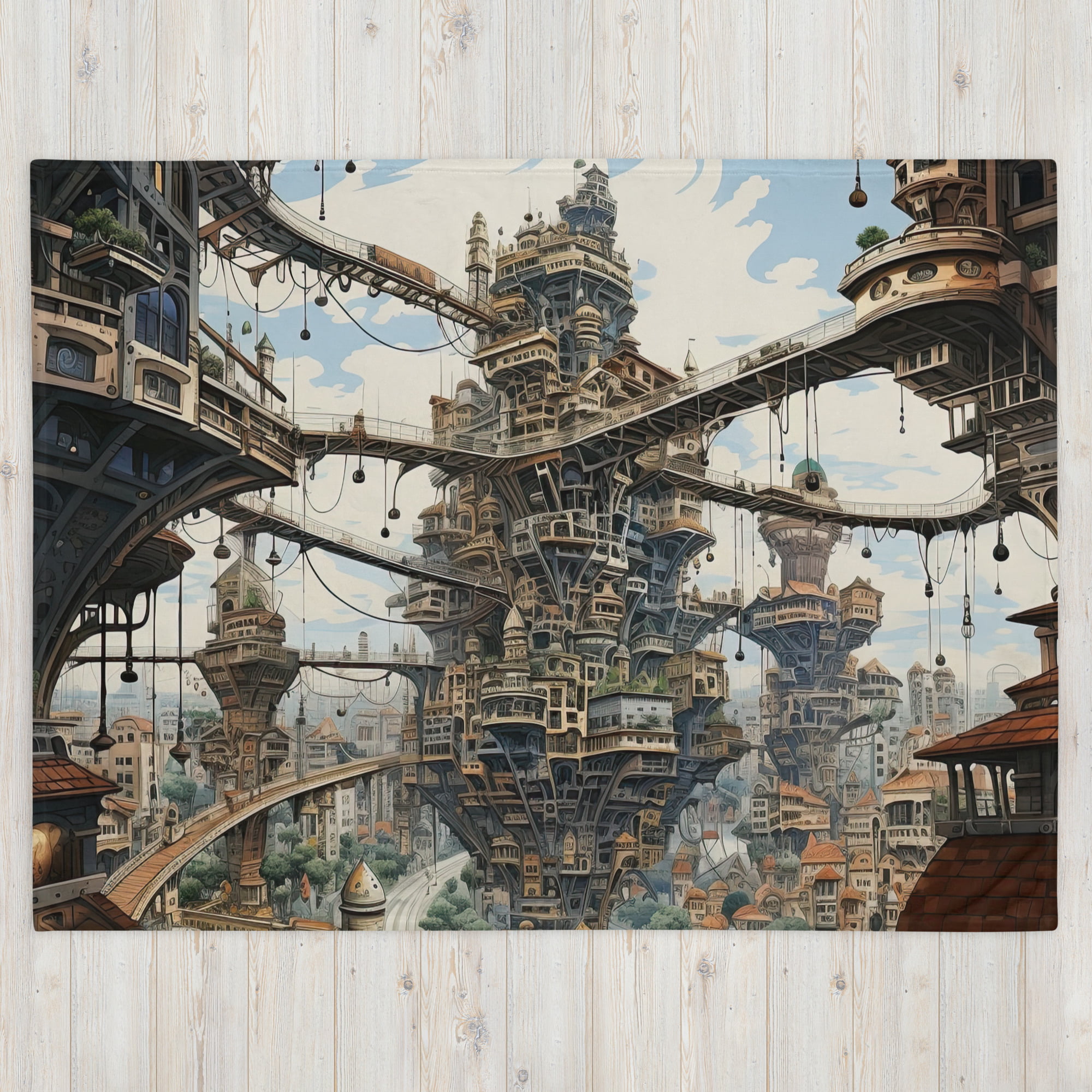 Surreal City Art Throw Blanket – 60×80