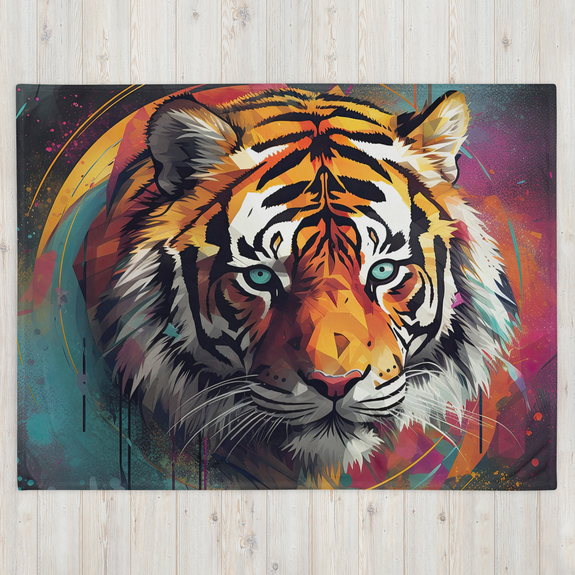 Abstract Tiger Art Throw Blanket – 60×80