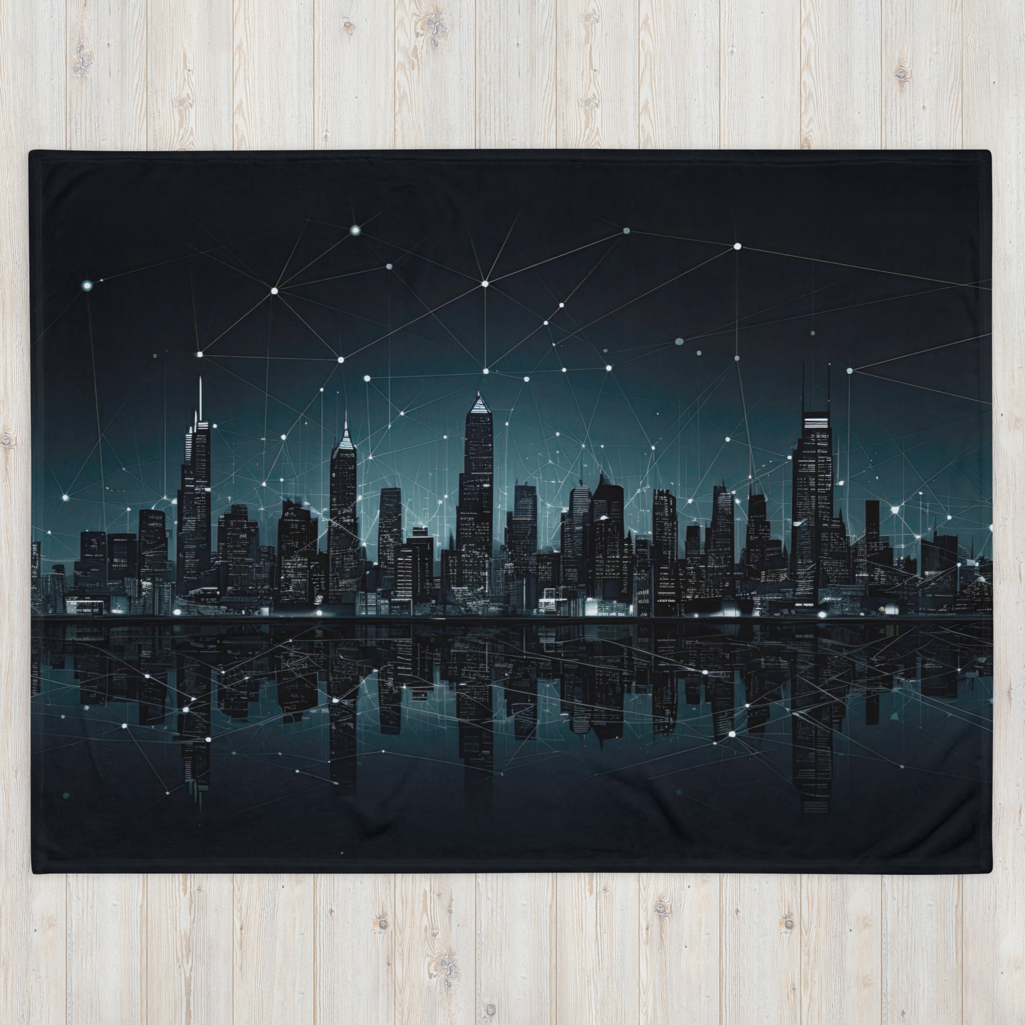 City Skyline Night Constellations Throw Blanket – 60×80
