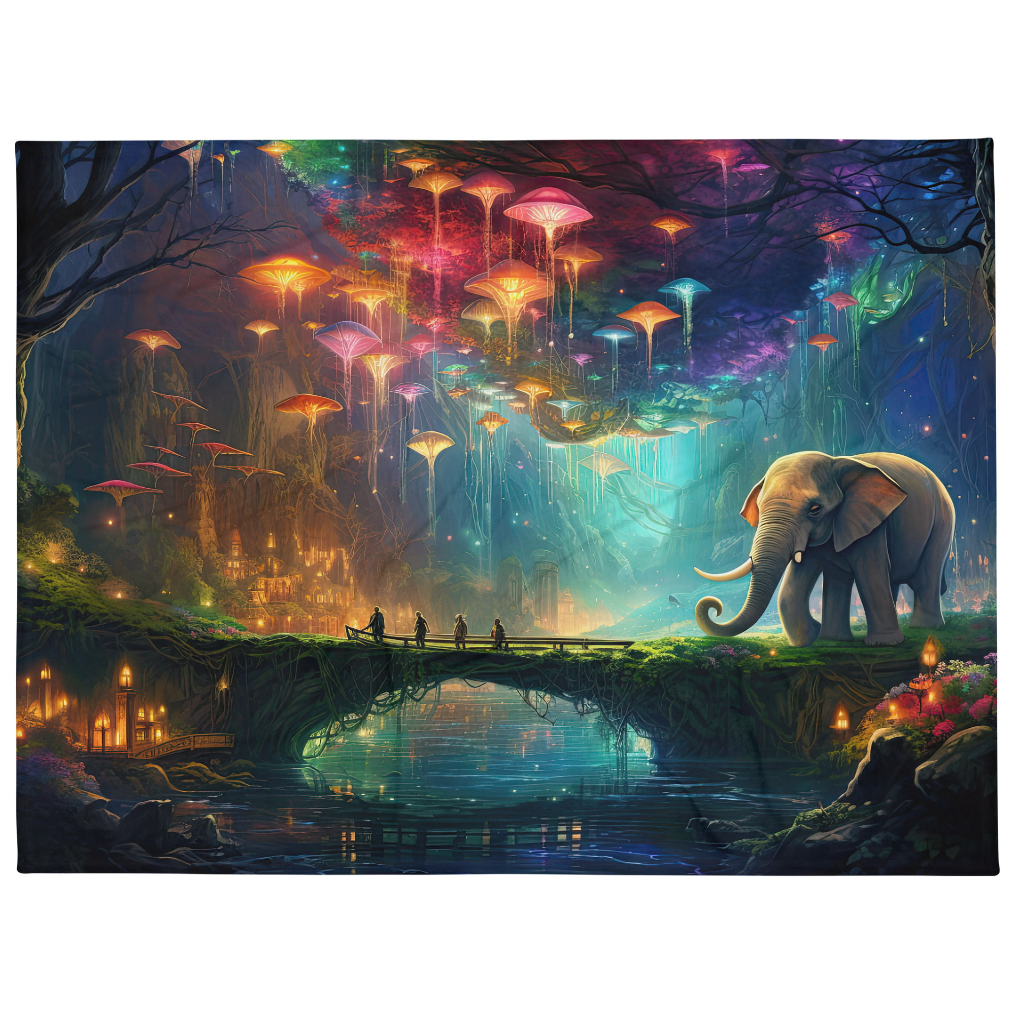 Elephant Cave of Wonder Colorful Throw Blanket – 60×80