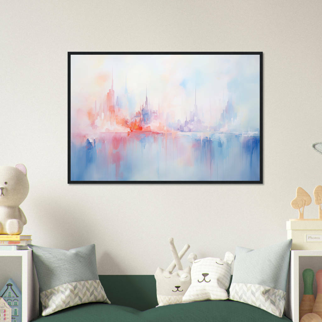 Example of wall art, a framed abstract pastel art print