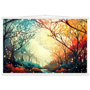 Forest Colorful Abstract Landscape Hanging Print - 60x90 cm / 24x36″, White wall hanger