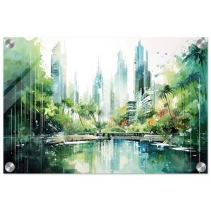 Rainy City Day Watercolor Acrylic Print - 30x45 cm / 12x18″