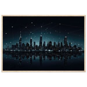 City Skyline Night Constellations Framed Print