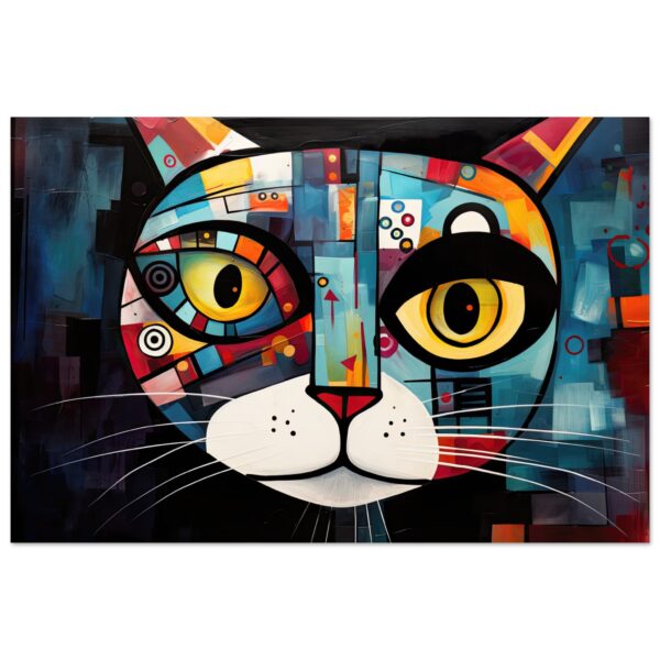 Abstract Painted Cat Face Metal Print