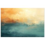 Abstract Lake Yellow Teal Metal Print