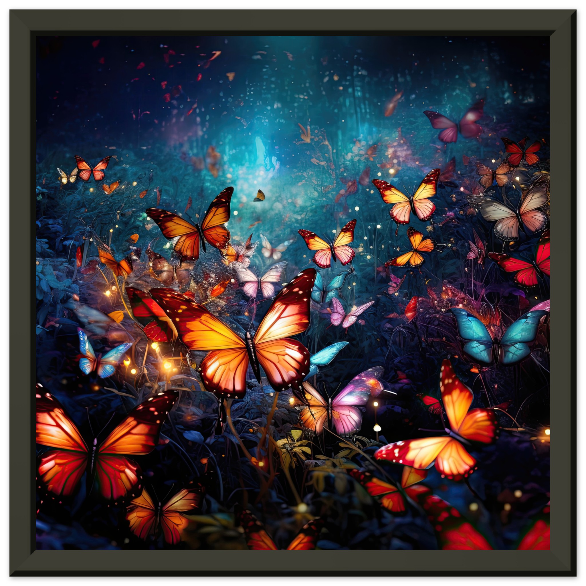 Butterflies of Light Colorful Framed Print
